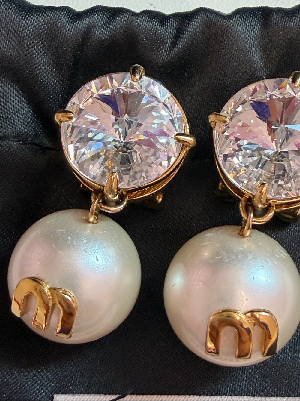 Miu Miu Crystal Faux Pearl Earrings